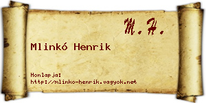 Mlinkó Henrik névjegykártya