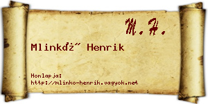 Mlinkó Henrik névjegykártya